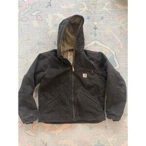 Carhartt Detroit Jacket Women's M Duck Canvas Sherpa Hooded Black WJ141 BLK 90’s